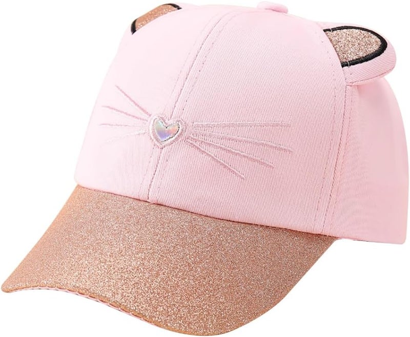 Dot Kids Cat Ear Baseball Cap Girls Cute Kitty Adjustable Snapback Trucker Hat for Summer Sport Travel Hiking 2-15Y - Image 4